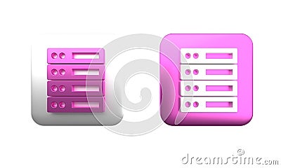 Colorful Server, Data, Web Hosting icon isolated on white background. Square button. 3D render illustration Cartoon Illustration