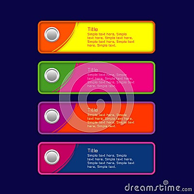 Colorful set buttons Yellow pink orange blue Vector Illustration