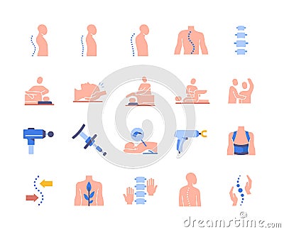 Colorful set of Chiropractic icons Vector Illustration