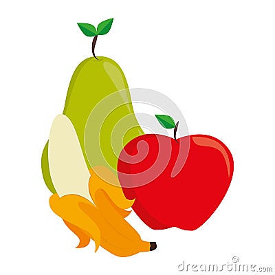 Colorful set collection fruits food Vector Illustration