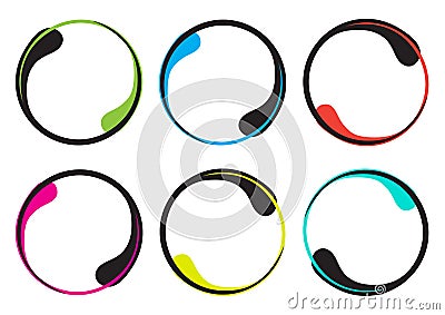 Colorful set of decorative round frame for your text, border in the form of a drop. Vector Cartoon Illustration