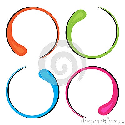 Colorful set of decorative round frame, border in the form of a drop. Vector illustration Cartoon Illustration