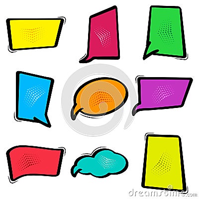 Colorful set dialog box, banner set. Comics empty bubble. Vector Cartoon Illustration