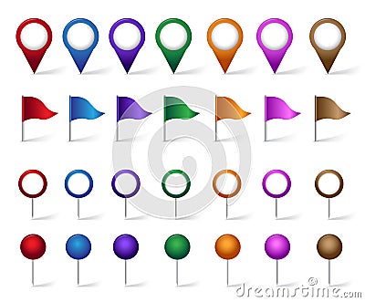 Colorful Set of Location, Places, Travel and Destination Pin Icons Vector Illustration