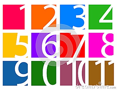 Colorful set of numbers isolated Vector Illustration