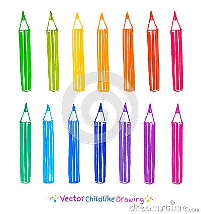 Colorful set of pencils Vector Illustration