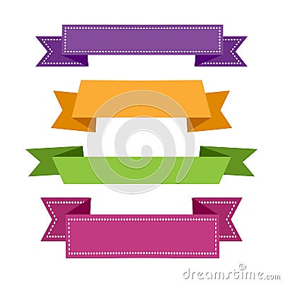 Colorful set ribbon. Ribbons banners. Vector Cartoon Illustration