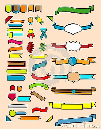 Set ribbons and labels Vector Illustration