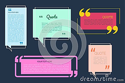 Colorful set of testimonials box, quotation box, speech bubble Vector Illustration