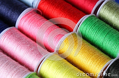 Colorful sewing thread reels Stock Photo