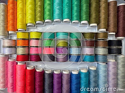 Colorful sewing threads Stock Photo