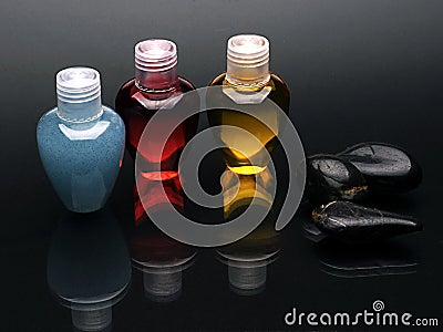 Colorful shampoo set Stock Photo