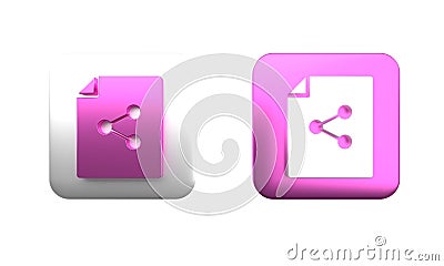 Colorful Share file icon isolated on white background. File sharing. File transfer sign. Square button. 3D render Cartoon Illustration
