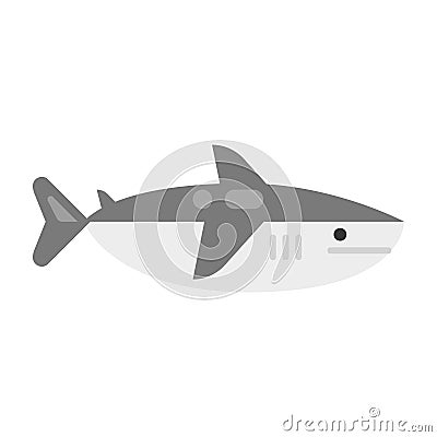 Colorful shark simple icon vector flat illustration. Ferocious nautical animal with tail isolated Vector Illustration