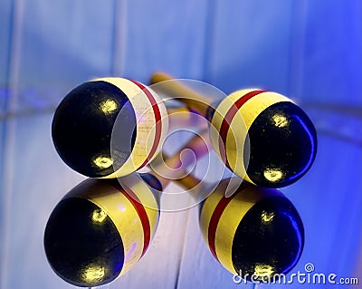colorful sheakers and kailophone musical instruments Stock Photo