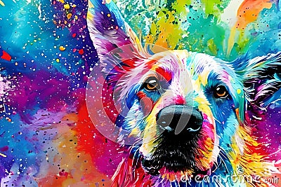 Colorful sheep dog Stock Photo