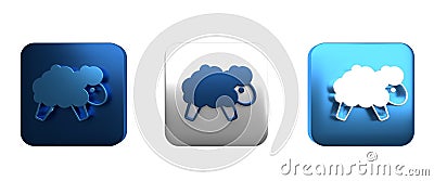 Colorful Sheep icon isolated on white background. Counting sheep to fall asleep. Square button. 3D render illustration Cartoon Illustration