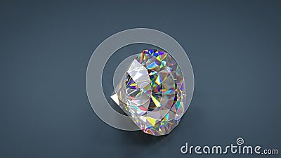 Colorful shining brilliant cut diamond 3D render illustration Cartoon Illustration