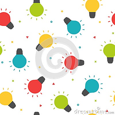 Colorful shining bulbs seamless pattern, party background concept Vector Illustration