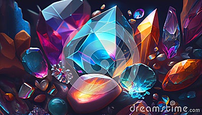 Colorful shining crystals jewels diamonds Stock Photo