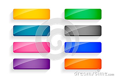 Colorful shiny empty buttons set of eight Vector Illustration