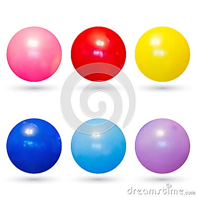 Colorful shiny glass balls 3d graphic. Precious beads. White background isolated. eps 10 Stock Photo
