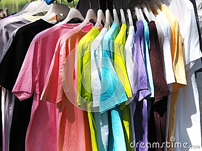 Colorful shirt rack on clothes hanger Stock Photo