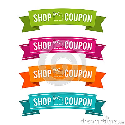 Colorful Shop coupon ribbons. Eps10 Vector. Vector Illustration