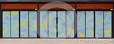 Colorful shop with graphic texture, mini store door Stock Photo