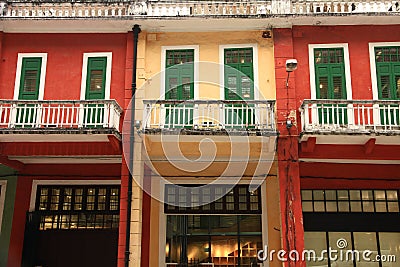 Colorful Shop Houses in Macau Stock Photo