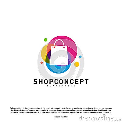 Colorful Shop Logo Design Concept. Shopping center Logo Vector. Shop and gifts symbol Vector Illustration