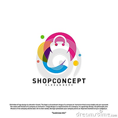 Colorful Shop Logo Design Concept. Shopping center Logo Vector. Shop and gifts symbol Vector Illustration