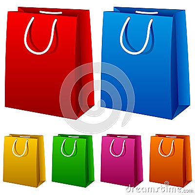 Colorful Shopping Bags Set Vector Illustration