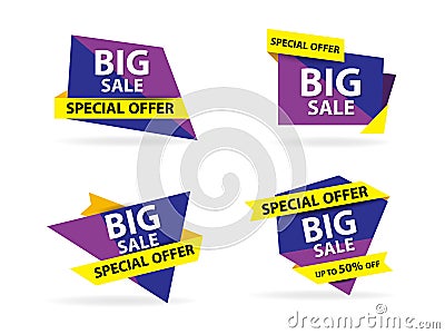 Colorful shopping sale banner template, discount sale banner collection Vector Illustration