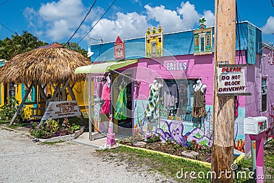Colorful shops on Pine Island Road Editorial Stock Photo