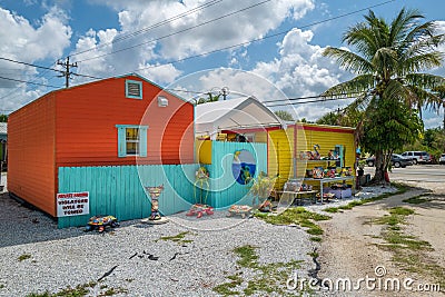 Colorful shops on Pine Island Road Editorial Stock Photo