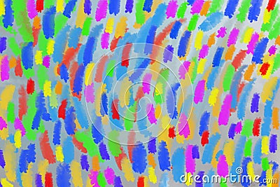 Colorful short scalloped lines background print pattern, multicolored ground color riot, raining colors, intense color confusion Stock Photo