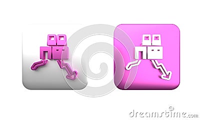 Colorful Shutdown of factory icon isolated on white background. Industrial building. Square button. 3D render Cartoon Illustration