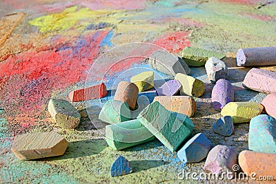 Colorful Sidewalk Chalk Stock Photo
