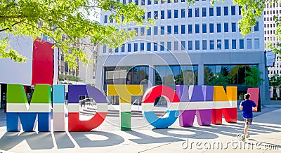 A colorful sign that spells Midtown in Atlanta Georgia Editorial Stock Photo