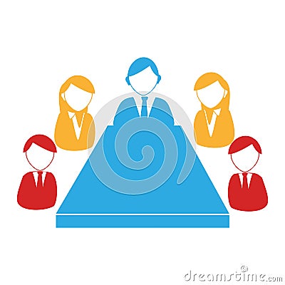 Colorful silhouette executives in conference Vector Illustration