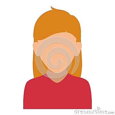 Colorful silhouette faceless half body woman with long blond hair Vector Illustration