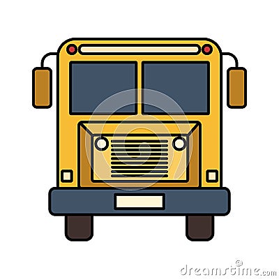 Colorful silhouette image front view school bus with wheels Vector Illustration