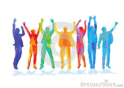 Colorful silhouette of jumping people Vector Illustration