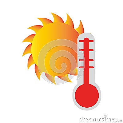 Colorful silhouette sun with temperature thermometer Vector Illustration