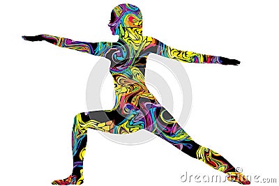 Colorful silhouette of a woman in yoga posture Vector Illustration