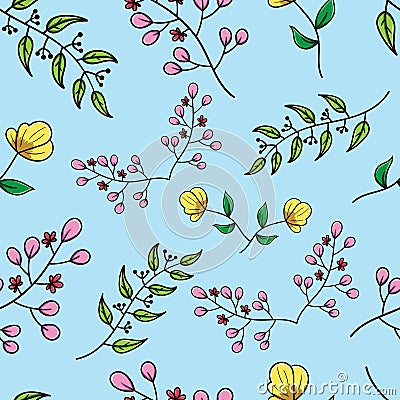 Colorful Simple Floral Seamless Pattern Vector Illustration