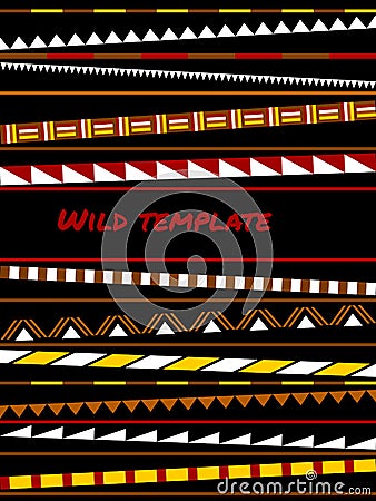 Colorful simple shapes ethnic african striped template, vector Vector Illustration