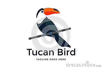 Colorful Simple Tropical Toucan Bird Logo Design Vector Illustration