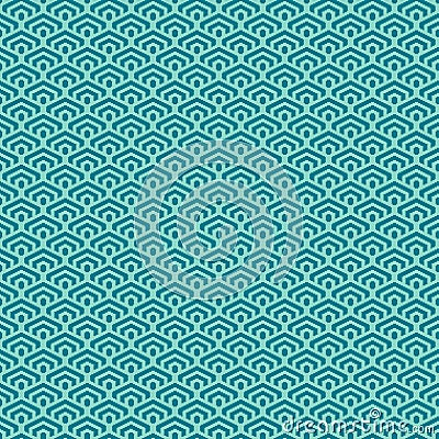 Simple vector pixel art seafoam and jade color seamless pattern of minimalistic geometric scaly hexagon pattern in japane Editorial Stock Photo